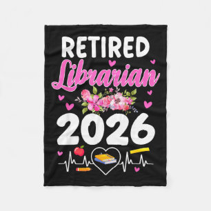 Retired librarian est 2026 school librarian fleece blanket