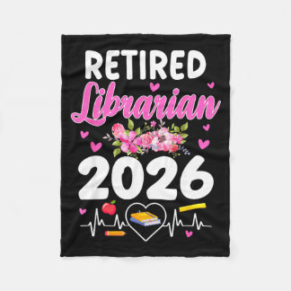 Retired librarian est 2026 school librarian fleece blanket