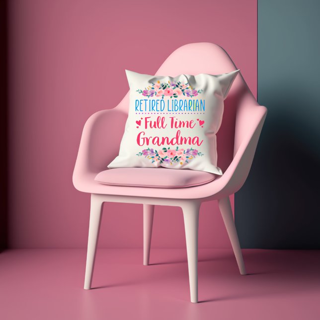 Retired Librarian Full Time Grandma Throw Pillow (Creator Uploaded)