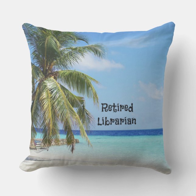 Retired Librarian Throw Pillow (Front)