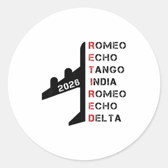 Retired Lot 2026 Phonetic Alphabet Retirement Gift Classic Round Sticker (Front)