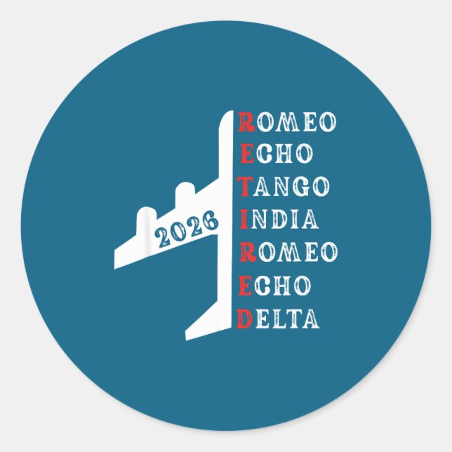 Retired Lot 2026 Phonetic Alphabet Retirement Gift Classic Round Sticker (Front)