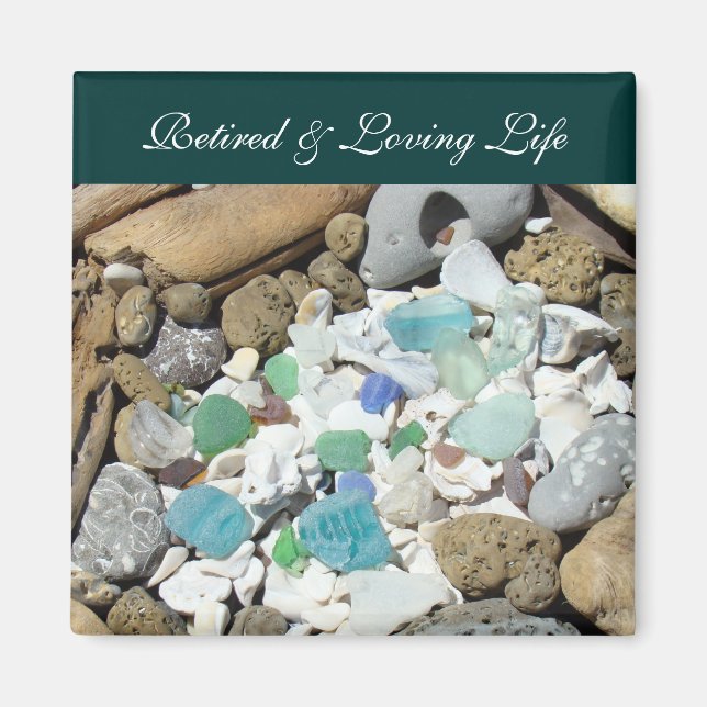 Retired & Loving Life Ocean Beach magnets Seashell (Front)