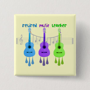 Retired Music Teacher 3 Guitars Design 2 Inch Square Button