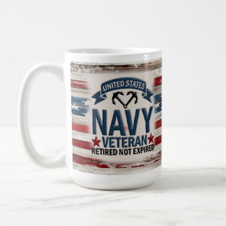Retired Navy Veteran USA Flag Mug Gift