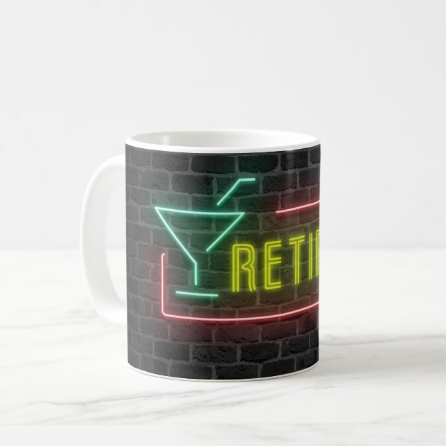 Retired Neon Marquee Sign on Brick Wall Coffee Mug (Front Left)