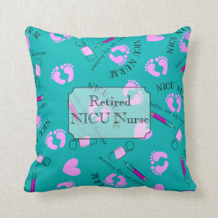 Retired NICU Nurse Teal Throw Pillow