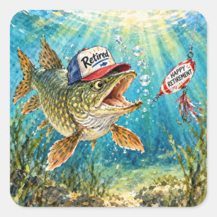 Retired Northern Pike Wearing a Cap Square Sticker
