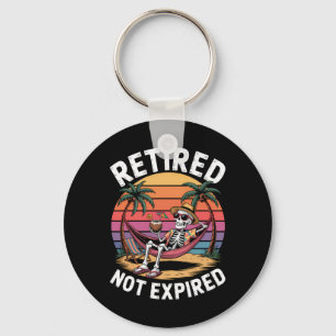 Retired Not Expired Skeleton At The Beach Summer V Keychain