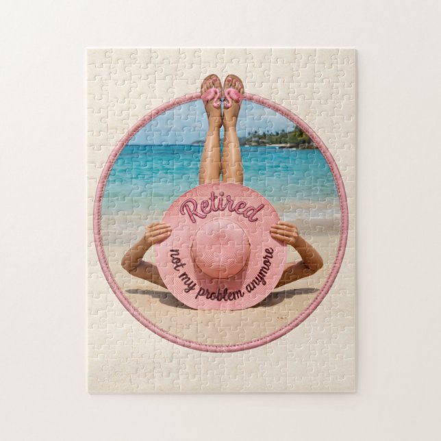 Retired Not My Problem Anymore Hat Tropical Beach Jigsaw Puzzle (Vertical)