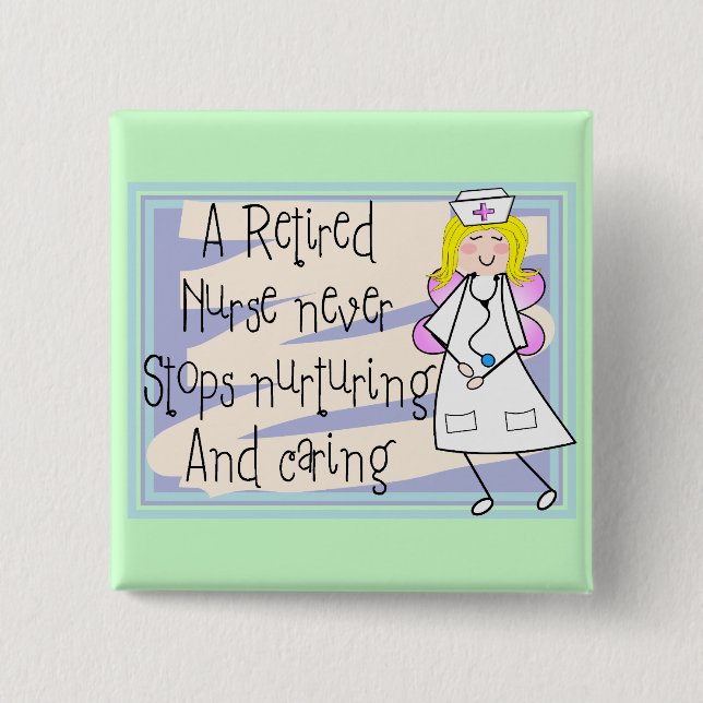 Retired Nurse Angel Art Cards & Gifts 2 Inch Square Button (Front)