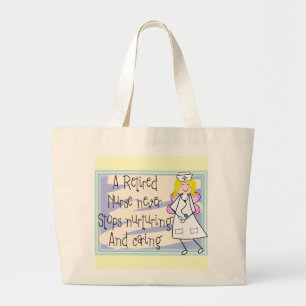 Retired Nurse Angel Art Cards & Gifts Large Tote Bag