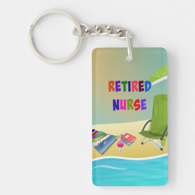 Retired Nurse, Fun in the Sun Keychain (Front)