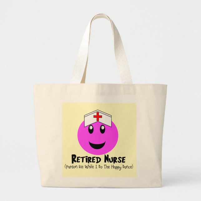 Retired Nurse Gifts "Happy Dance Pink Large Tote Bag (Front)
