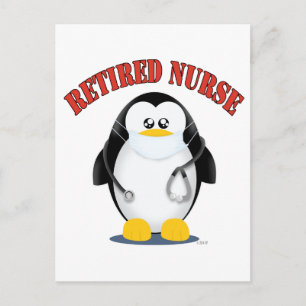 Retired Nurse Penguin Postcard