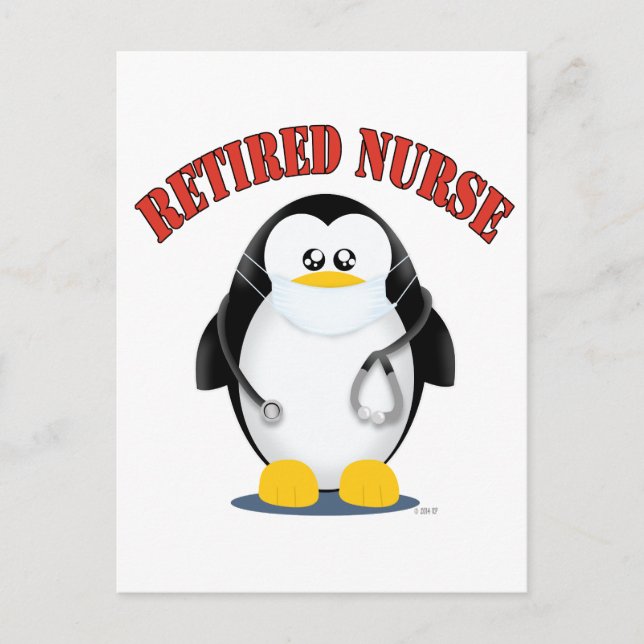 Retired Nurse Penguin Postcard (Front)