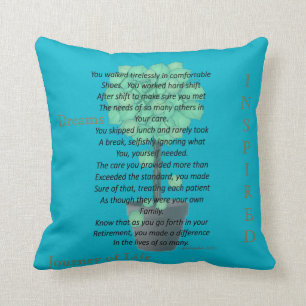 Retired Nurse Poem Blue Throw Pillow