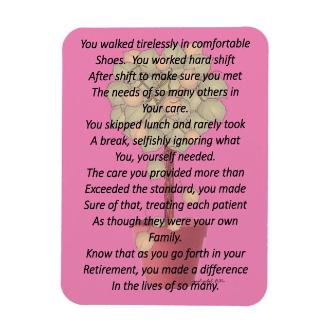Retired Nurse Poem Magnet (Vertical)