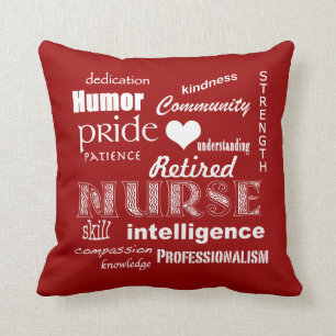 Retired Nurse Pride-Attributes+Heart Throw Pillow