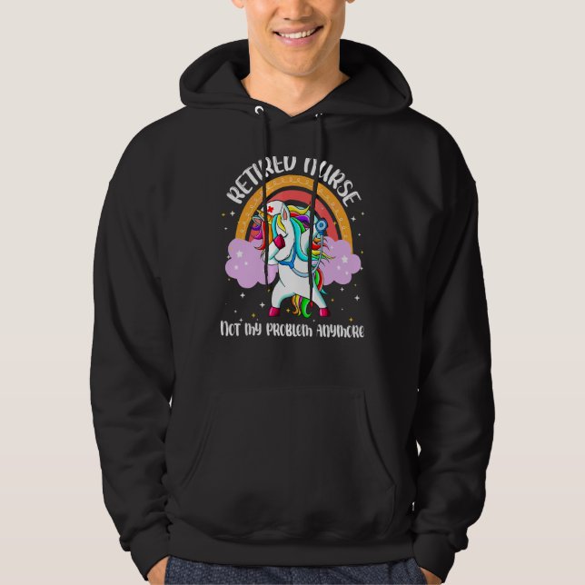 Retired Nurse  Rn Nursing Magical Unicorn Rainbow Hoodie (Front)