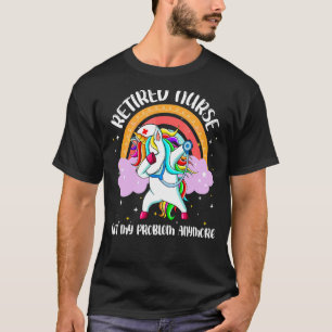 Retired Nurse Rn Nursing Magical Unicorn Rainbow T-Shirt