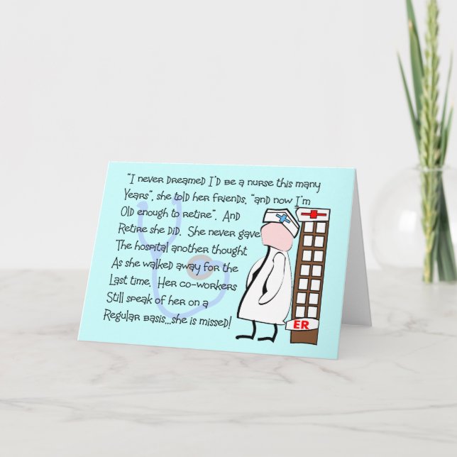 "Retired Nurse"  Story Art--Unique Gift Items Card (Front)