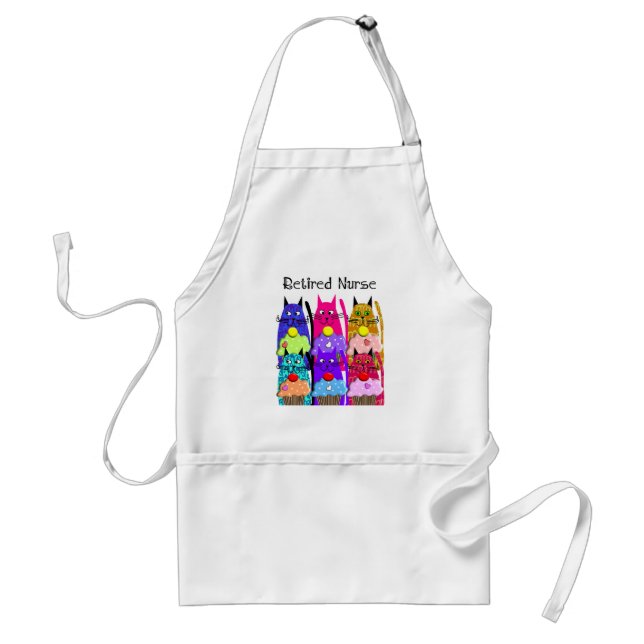 Retired Nurse Whimsical Cats Apron (Front)
