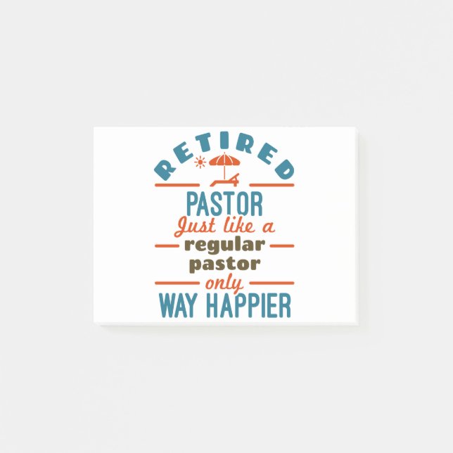 Retired Pastor Preacher Retirement Funny Happier Post-it Notes (Front)