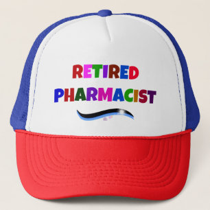Retired Pharmacist, Colourful Text Design Trucker Hat