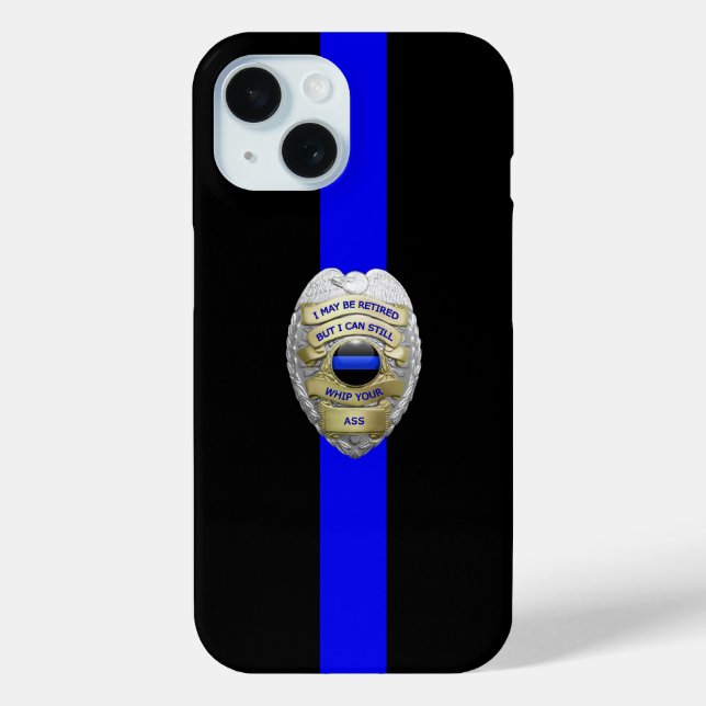Retired Police Badge Thin Blue Line Case-Mate iPho iPhone Case (Back)