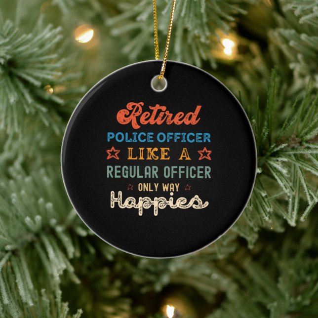 Retired Police officer funny retirement 2022 gift Ceramic Ornament (Tree)