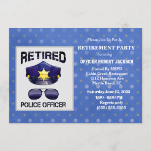 Retired Police Officer -Hat and Sunshades Invitation