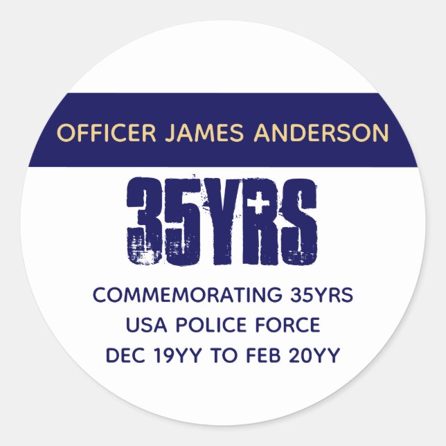 Retired Police Officer Thin Blue Line Personalized Classic Round Sticker (Front)