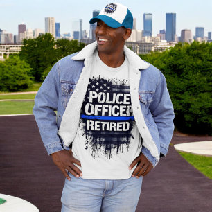 Retired Police Officer - US Blue Flag Line T-Shirt