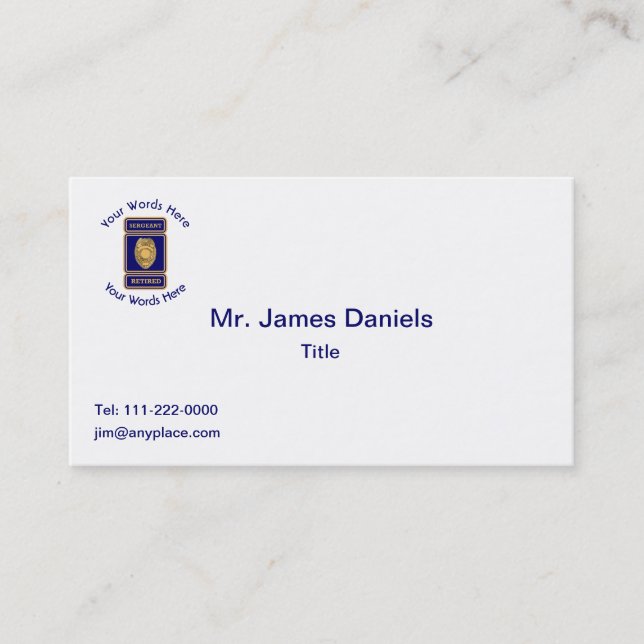 Retired Police Sergeant Custom Shield Business Card (Front)