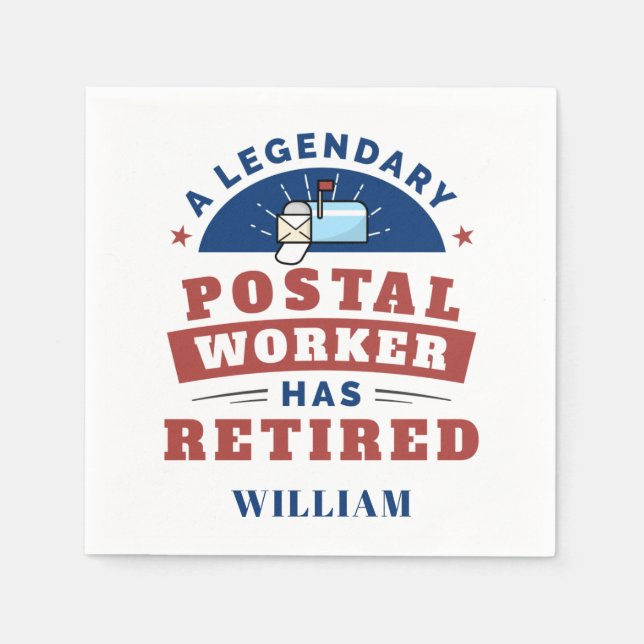 Retired Post Office Worker Personalized Paper Napkin (Front)
