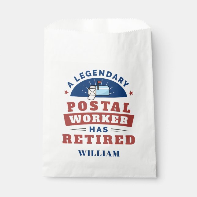 Retired Post Office Worker Typography Personalized Favour Bag (Front)