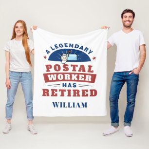 Retired Post Office Worker Typography Personalized Fleece Blanket