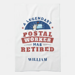 Retired Post Office Worker Typography Personalized Kitchen Towel