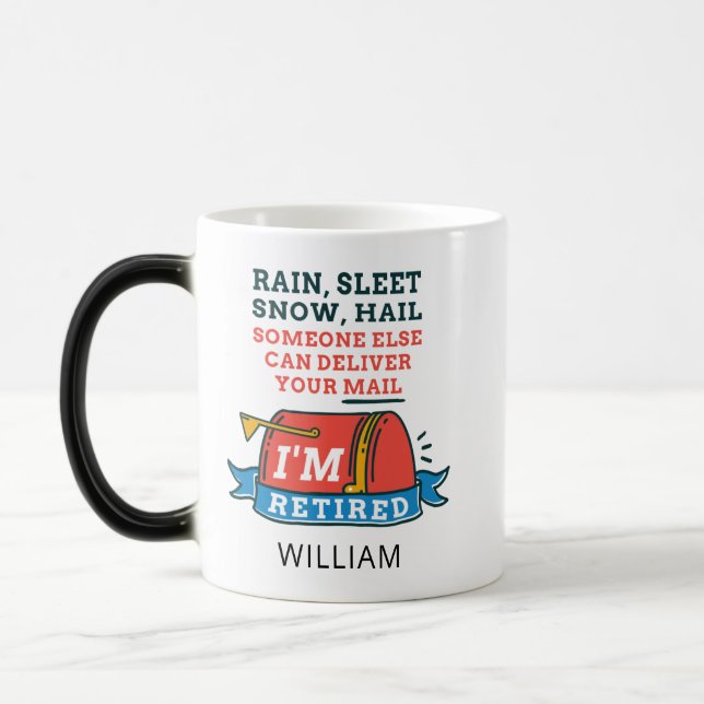 Retired Postal Worker Custom Mailman Personalized Magic Mug (Left)