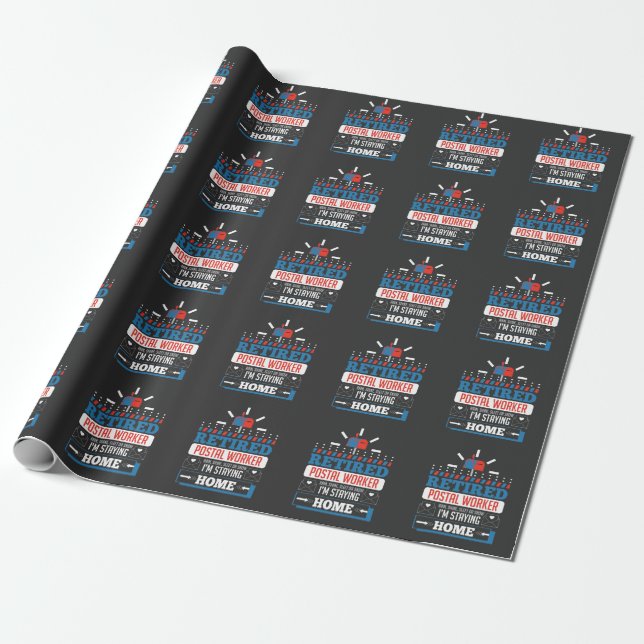 Retired Postal Worker Funny Postman Retirement Wrapping Paper (Unrolled)