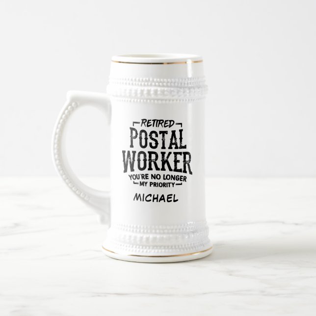 Retired Postal Worker Mailman Custom Retirement Beer Stein (Left)