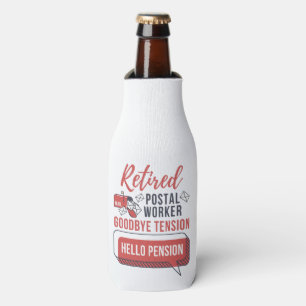 Retired Postal Worker Mailman Personalized Name Bottle Cooler