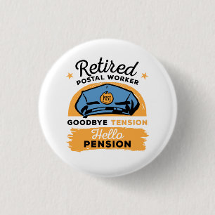 Retired Postal Worker Mailman Retirement 1 Inch Round Button