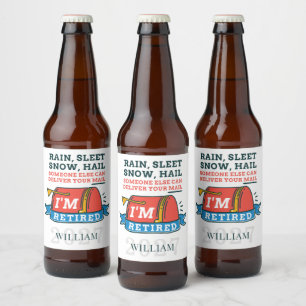 Retired Postal Worker Mailman Retirement Beer Bottle Label