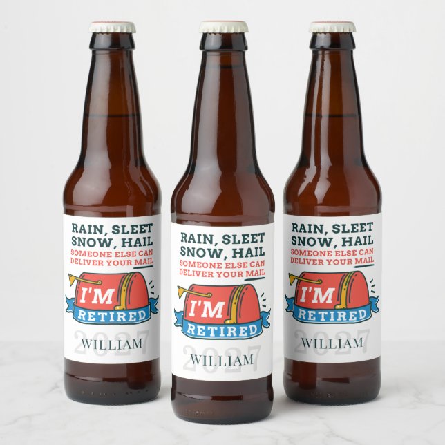 Retired Postal Worker Mailman Retirement Beer Bottle Label (Bottles)
