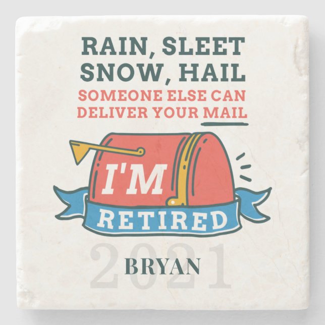 Retired Postal Worker Mailman Retirement Custom Stone Coaster (Front)
