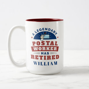 Retired Postal Worker Mailman Retirement Funny Two-Tone Coffee Mug