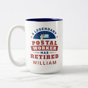Retired Postal Worker Mailman Retirement Gag Two-Tone Coffee Mug