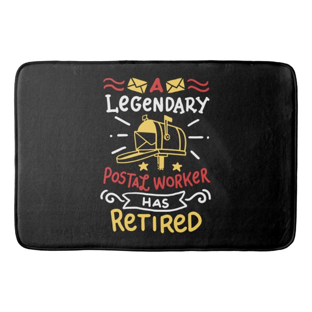 Retired Postal Worker Mailman Retirement Gift Bath Mat (Front)